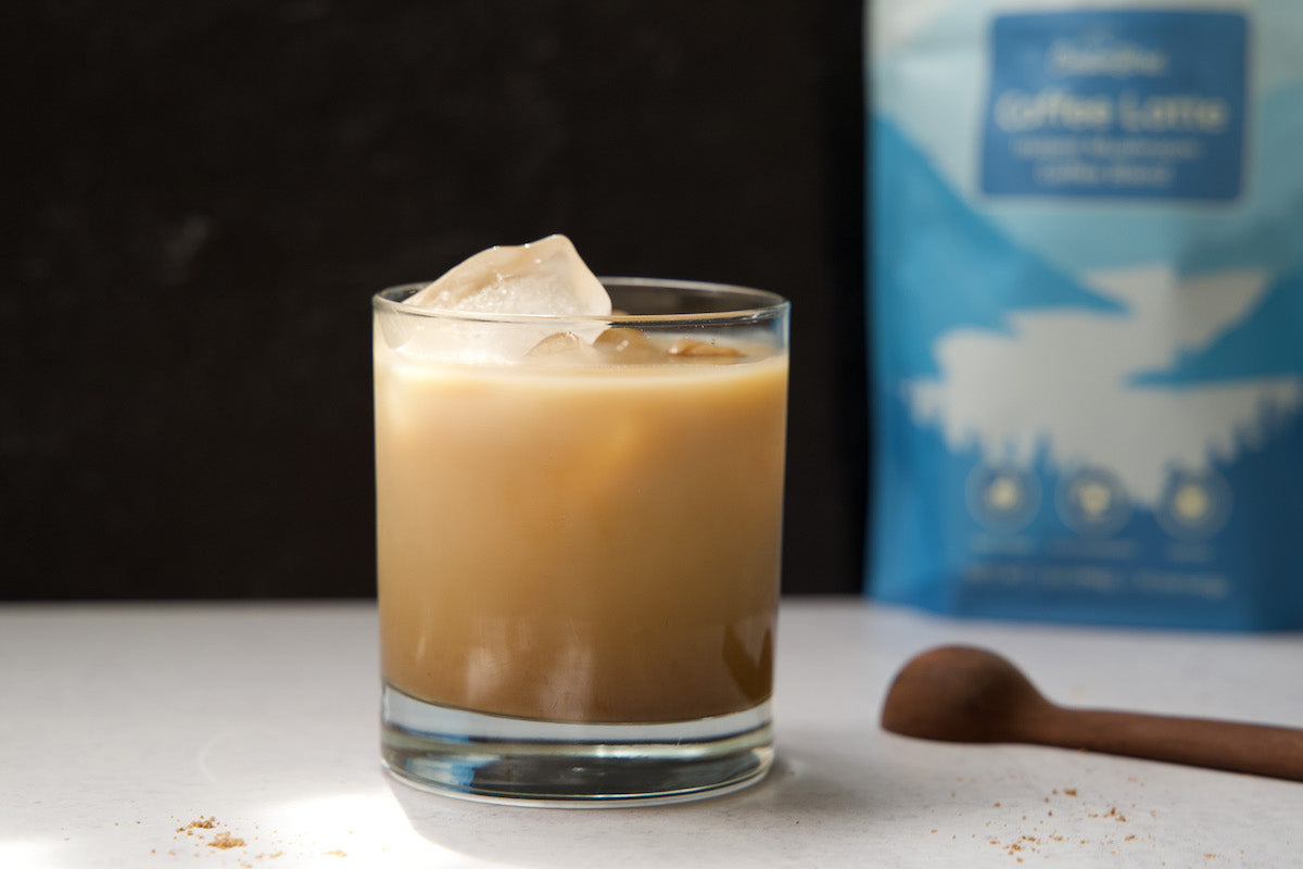 Iced latte made with CinderBird Coffee Latte