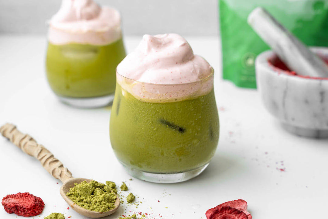 Iced Matcha with Vegan Strawberry Cold Foam