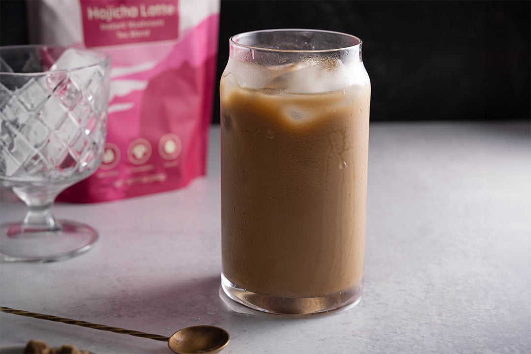 Iced Hojicha Mushroom Latte