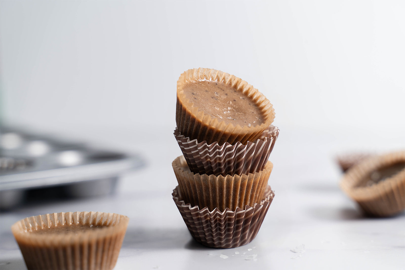 Sunflower fat bombs stacked on top of each other